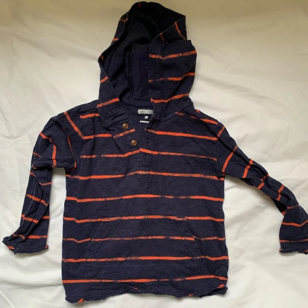 Gymboree hooded tshirt navy striped 2t